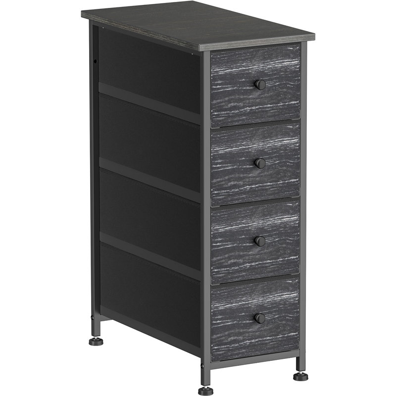 Dresser for Bedroom Narrow Small Dresser Organizer Closet 4 Drawer White Dresser Fabric Natalino Rebrilliant Color Black